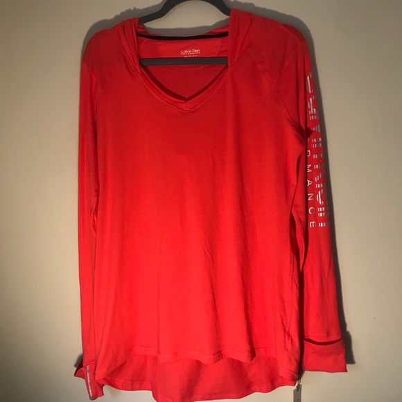 New Calvin Klein coral hooded long sleeve shirt-XL - Picture 2 of 14